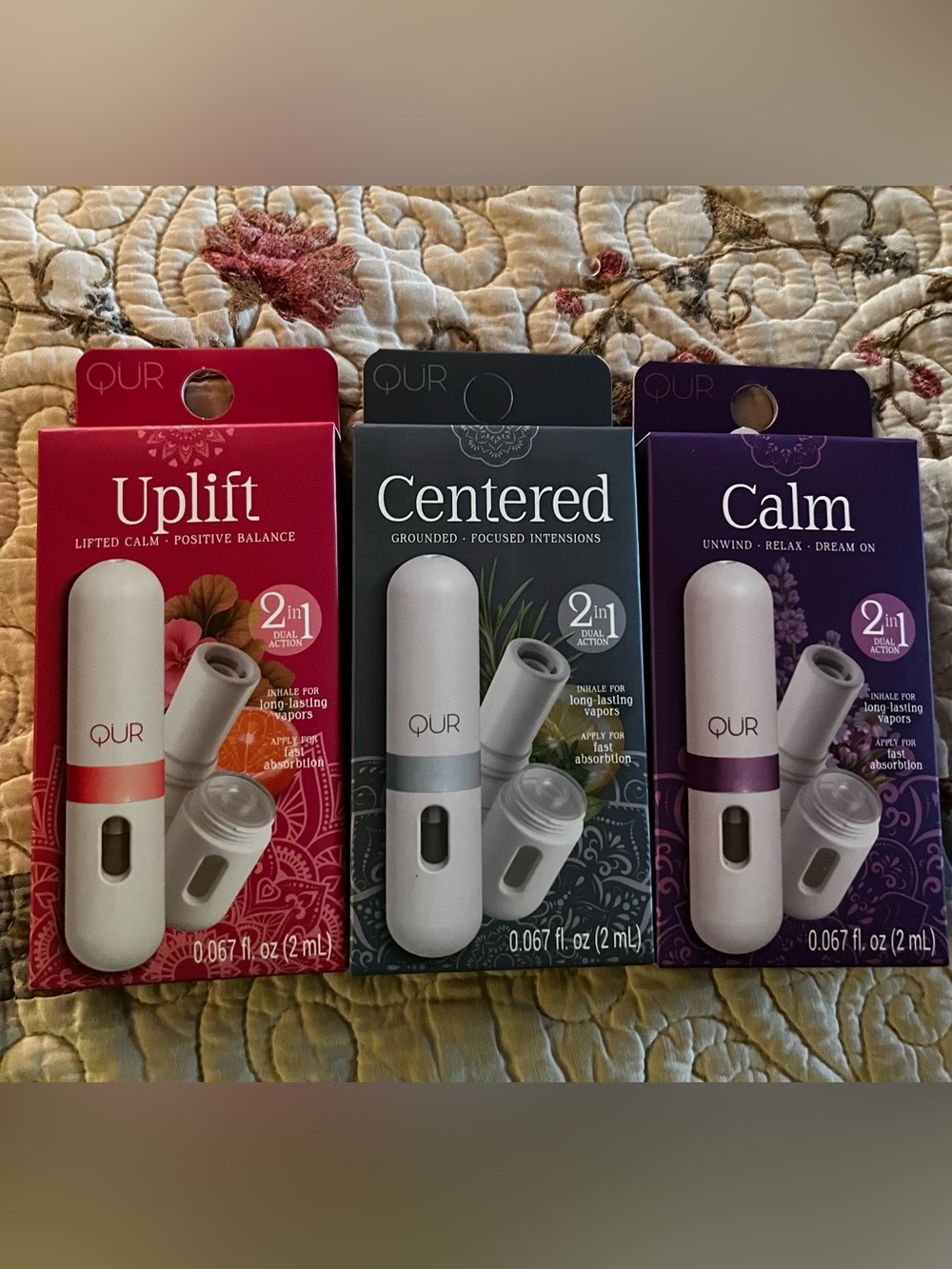 QÜR 2-in-1 Aromatherapy Inhaler Roll-On Set – Uplift, Centered & Calm – NEW